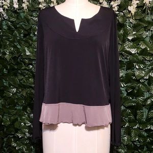 Womens Stretch Top Color Black & Gray Size XL s.by Burrows Long Sleeves